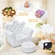 Pemberly Row Polyurethane and Wood Kids Princess Sofa with Ottoman in White