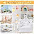 Pemberly Row Polyurethane and Wood Kids Princess Sofa with Ottoman in White