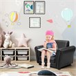 Pemberly Row Contemporary Polyurethane Kids Sofa with Ottoman in Black