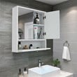 Pemberly Row Wood Wall Mount Bathroom Cabinet with 2 Mirrors in White