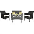 Pemberly Row 4-piece Contemporary Rattan Patio Furniture Set in Gray