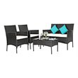 Pemberly Row 4-piece Contemporary Rattan Patio Furniture Set in Gray