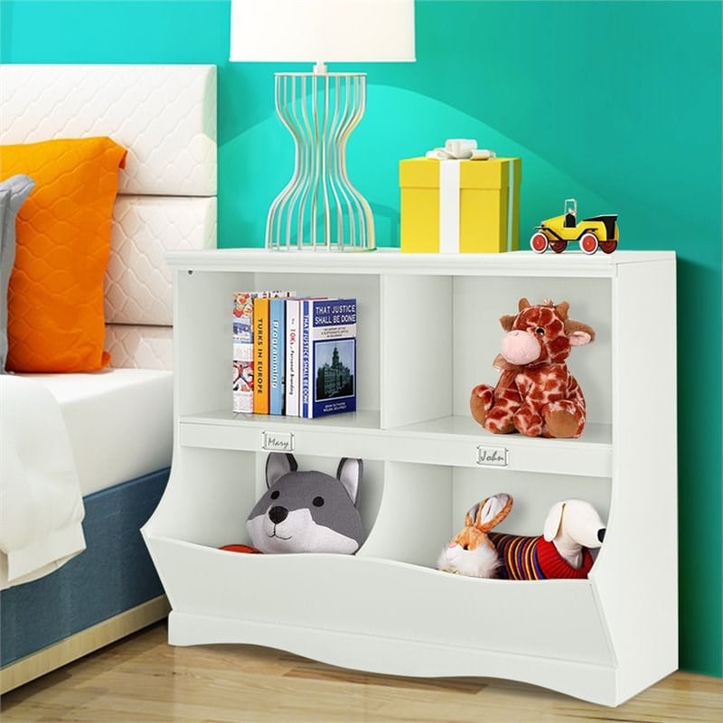Pemberly Row Contemporary MDF Multi-bin Kids Toy Storage Organizer in White