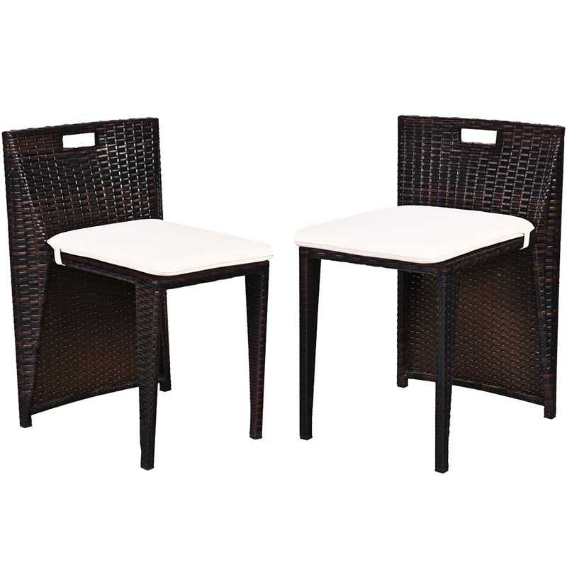 Pemberly Row 3-piece Contemporary Rattan and Steel Patio Bistro Set in Brown