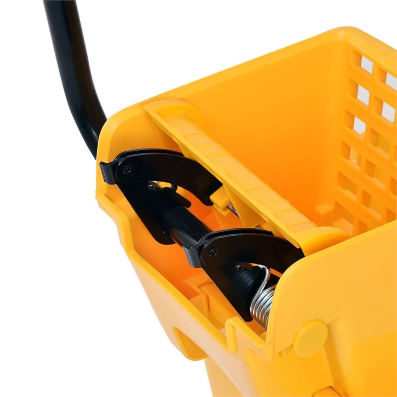 Pemberly Row 35-quart Plastic Side Press Wringer Mop Bucket in Yellow