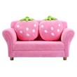 Pemberly Row Polyurethane Strawberry Kids Armrest Sofa with 2 Pillows in Pink