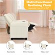 Pemberly Row PU Leather Kids Recliner with Footrest Cup Holder in Beige