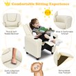 Pemberly Row PU Leather Kids Recliner with Footrest Cup Holder in Beige