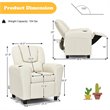 Pemberly Row PU Leather Kids Recliner with Footrest Cup Holder in Beige