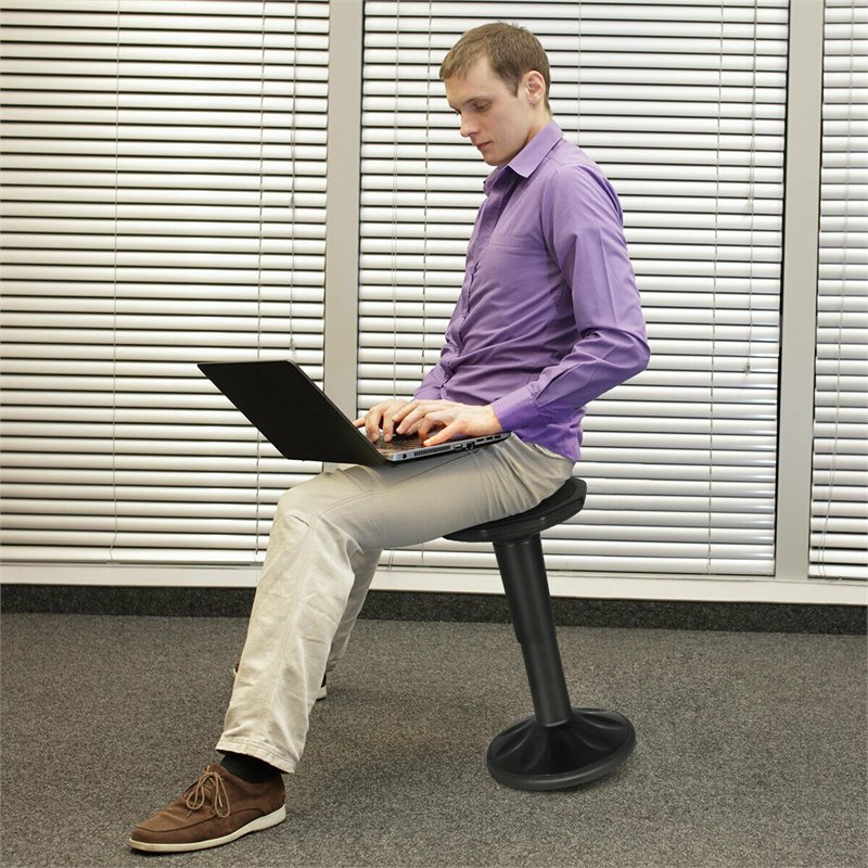 Pemberly Row Contemporary Plastic Wobble Sitting Stool in Black Finish
