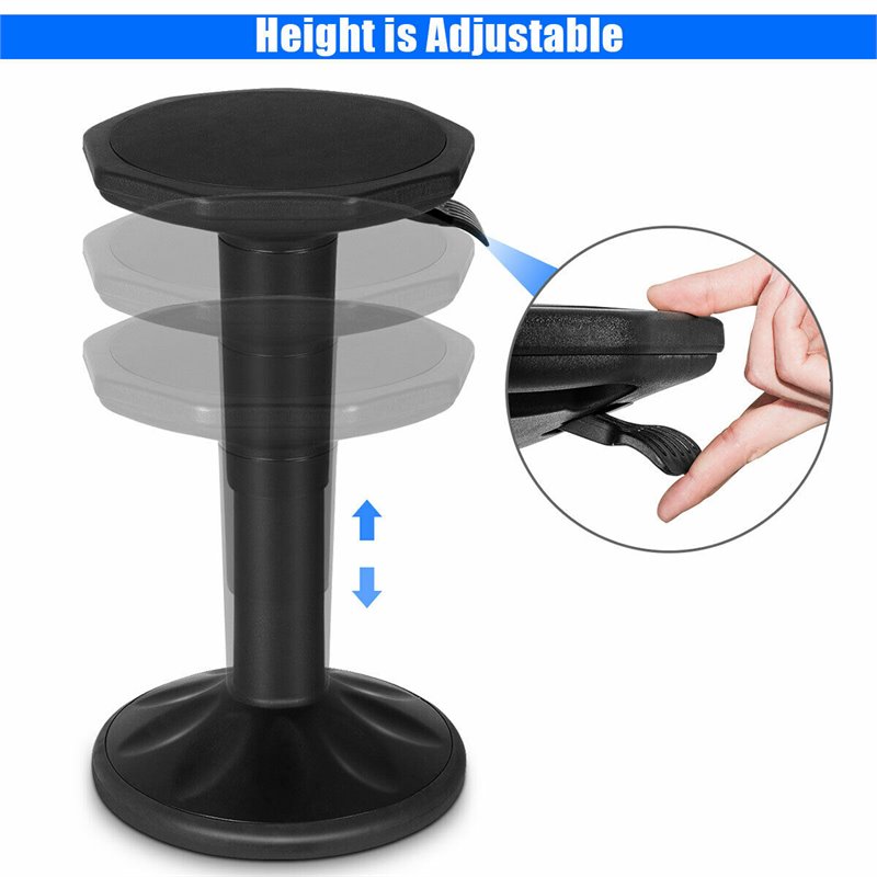 Pemberly Row Contemporary Plastic Wobble Sitting Stool in Black Finish