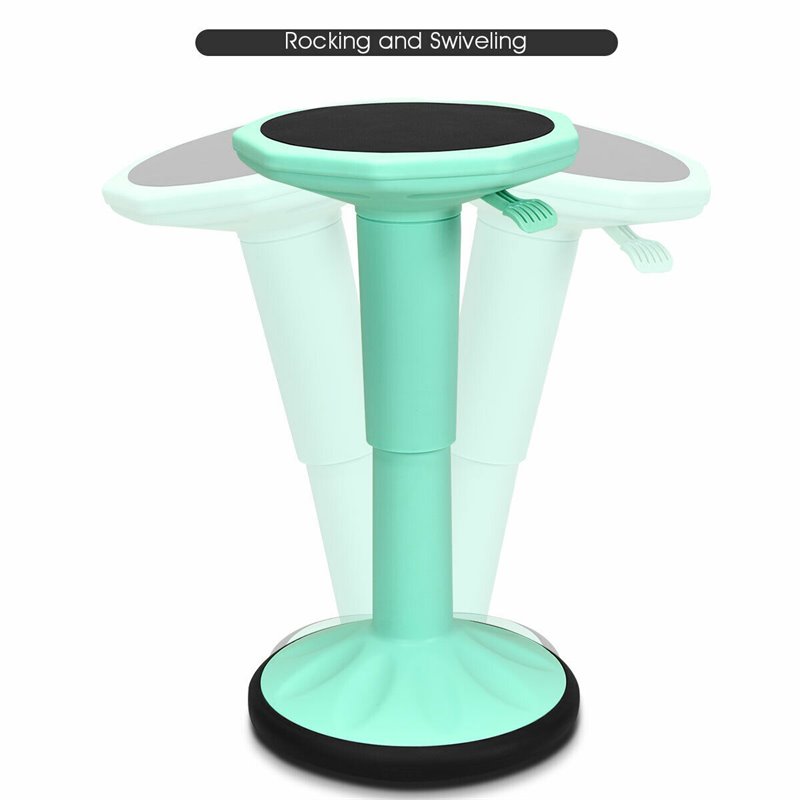Pemberly Row Contemporary Plastic Wobble Sitting Stool in Mint Green