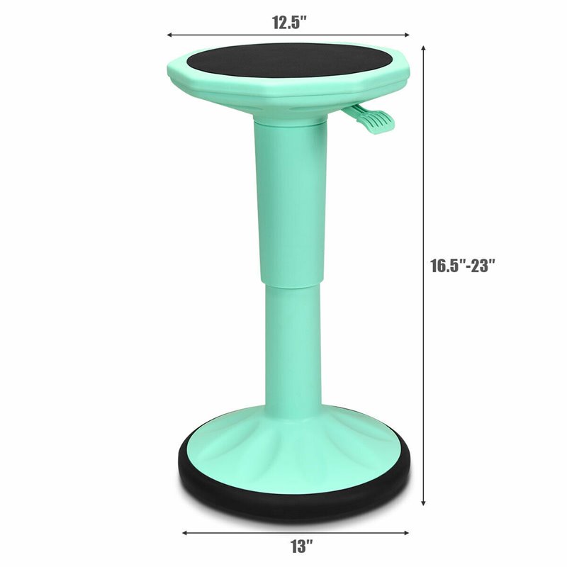 Pemberly Row Contemporary Plastic Wobble Sitting Stool in Mint Green