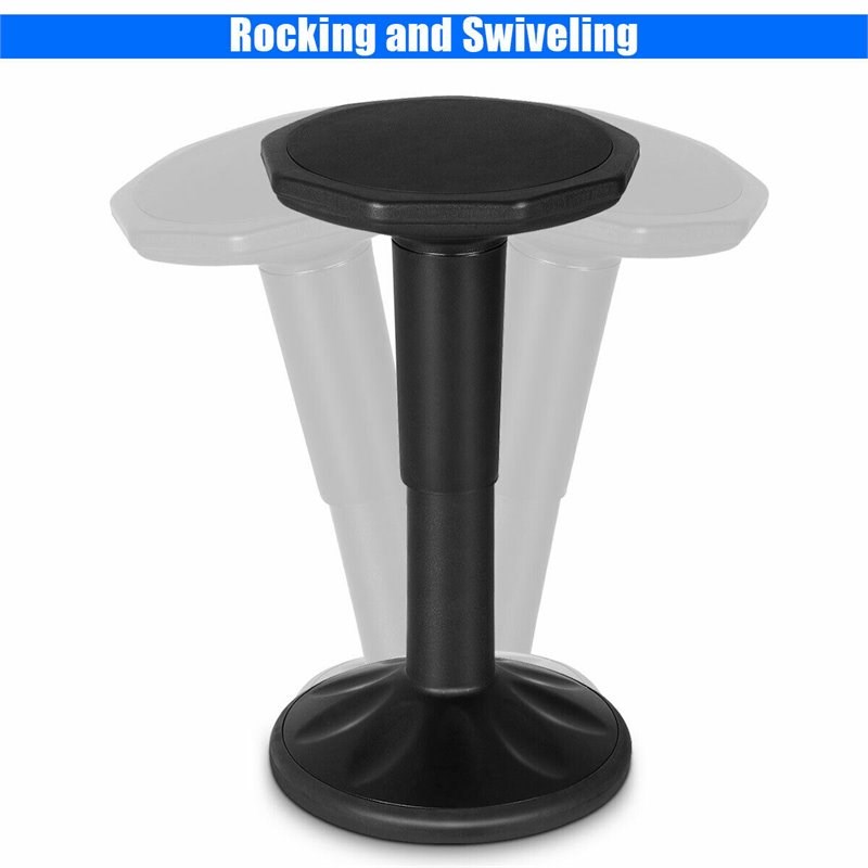 Pemberly Row Contemporary Plastic Wobble Seating Stool in Black Finish