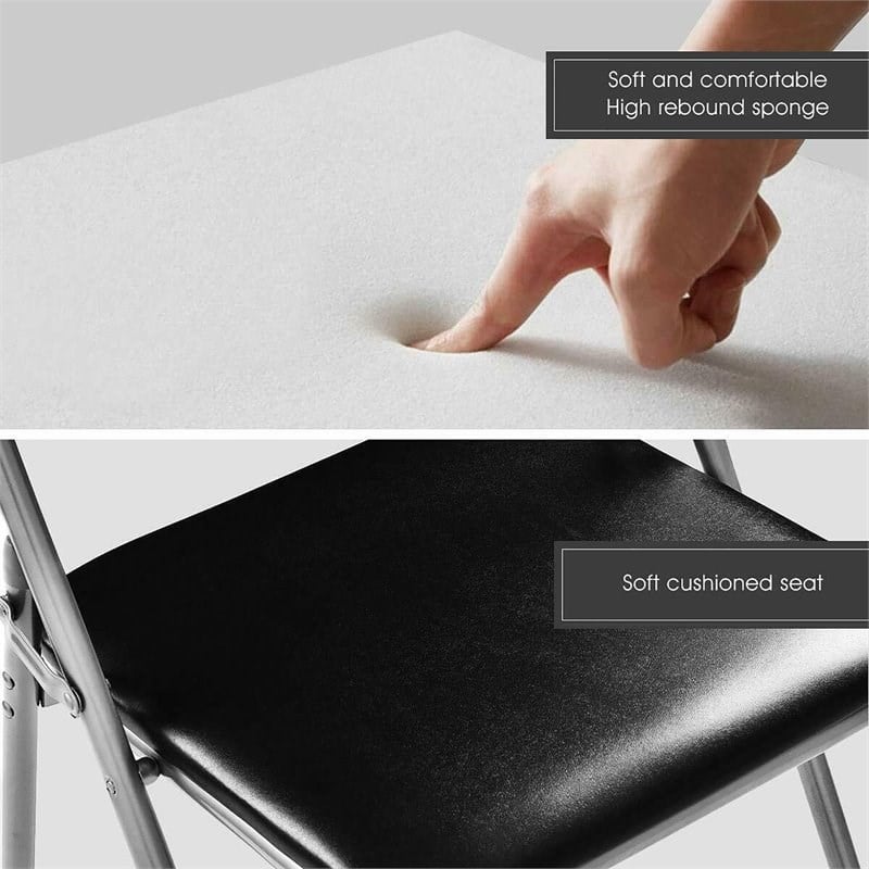 Pemberly Row U-shaped Contemporary Metal Folding Chairs in Black (Set of 6)