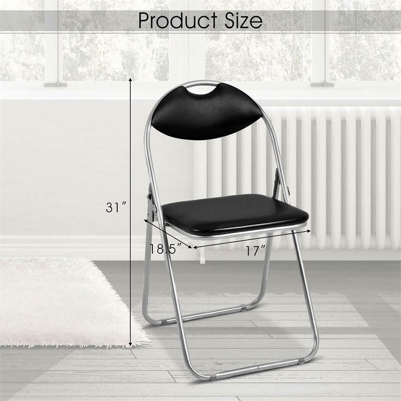 Pemberly Row U-shaped Contemporary Metal Folding Chairs in Black (Set of 6)