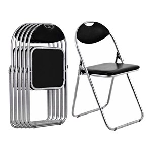Pemberly Row U-shaped Contemporary Metal Folding Chairs in Black (Set of 6)