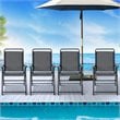 Pemberly Row Iron and Fabric Patio Folding Chair with Armrest in Gray (Set of 4)