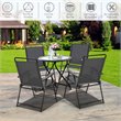 Pemberly Row Iron and Fabric Patio Folding Chair with Armrest in Gray (Set of 4)