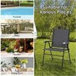 Pemberly Row Iron and Fabric Patio Folding Chair with Armrest in Gray (Set of 4)