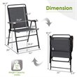Pemberly Row Iron and Fabric Patio Folding Chair with Armrest in Gray (Set of 4)