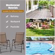 Pemberly Row Steel & Fabric Patio Folding Chair with Armrest in Brown (Set of 2)