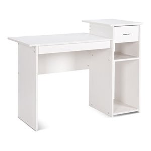Pemberly Row Particle Board Computer Desk w/ 2 Open Shelves in White