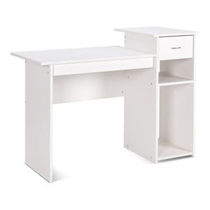 Pemberly Row Contemporary Particle Board Computer Desk w/ 2 Shelves in White