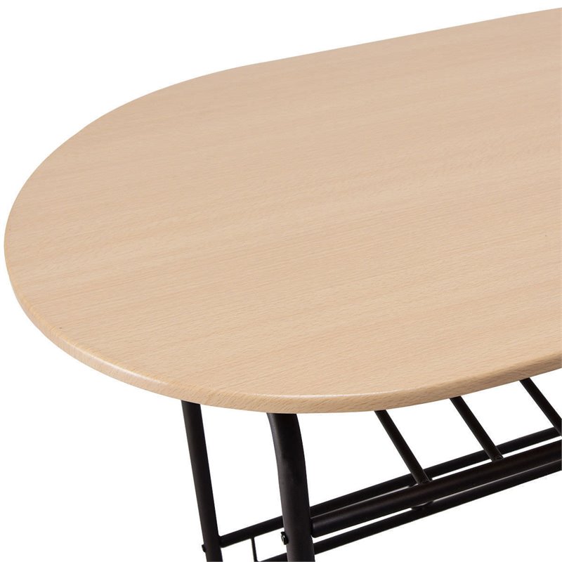 Pemberly Row 3-piece MDF and Steel Dining Set with Table and 2 Chairs in Natural