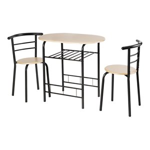 Pemberly Row 3-piece MDF and Steel Dining Set with Table and 2 Chairs in Natural