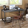 Pemberly Row Contemporary Particleboard and Steel Rolling Computer Desk in Black
