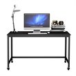 Pemberly Row Contemporary Particleboard and Steel Rolling Computer Desk in Black