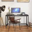 Pemberly Row Contemporary Particleboard and Steel Rolling Computer Desk in Black