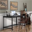 Pemberly Row Contemporary Particleboard and Steel Rolling Computer Desk in Black