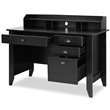 Pemberly Row Contemporary MDF Computer Desk with 3 Side Drawers in Black