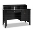 Pemberly Row Contemporary MDF Computer Desk with 3 Side Drawers in Black
