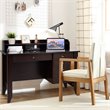 Pemberly Row Contemporary MDF Computer Desk with 3 Side Drawers in Brown
