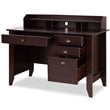 Pemberly Row Contemporary MDF Computer Desk with 3 Side Drawers in Brown