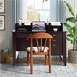 Pemberly Row Contemporary MDF Computer Desk with 3 Side Drawers in Brown