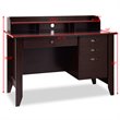 Pemberly Row Contemporary MDF Computer Desk with 3 Side Drawers in Brown