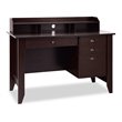 Pemberly Row Contemporary MDF Computer Desk with 3 Side Drawers in Brown