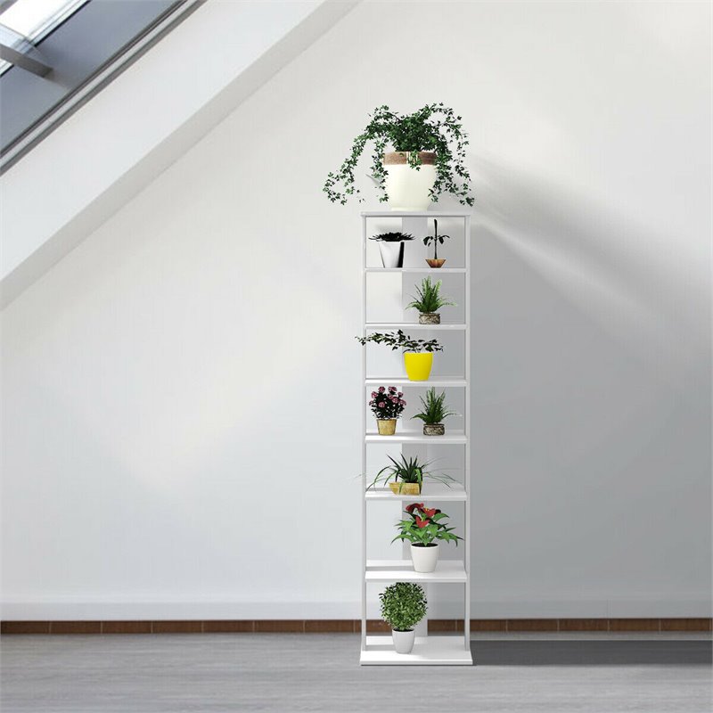 Pemberly Row 7-Tier Contemporary Wood Shoes Rack in White