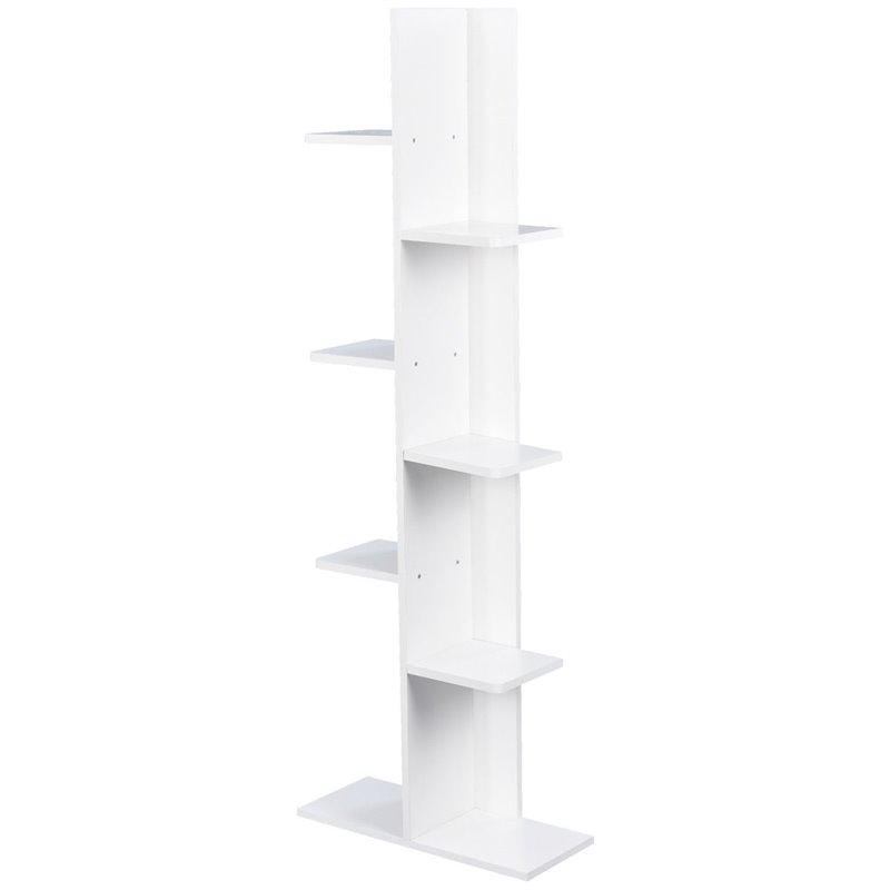 Pemberly Row 7-tier Contemporary Wood Open Concept Display Shelf in White