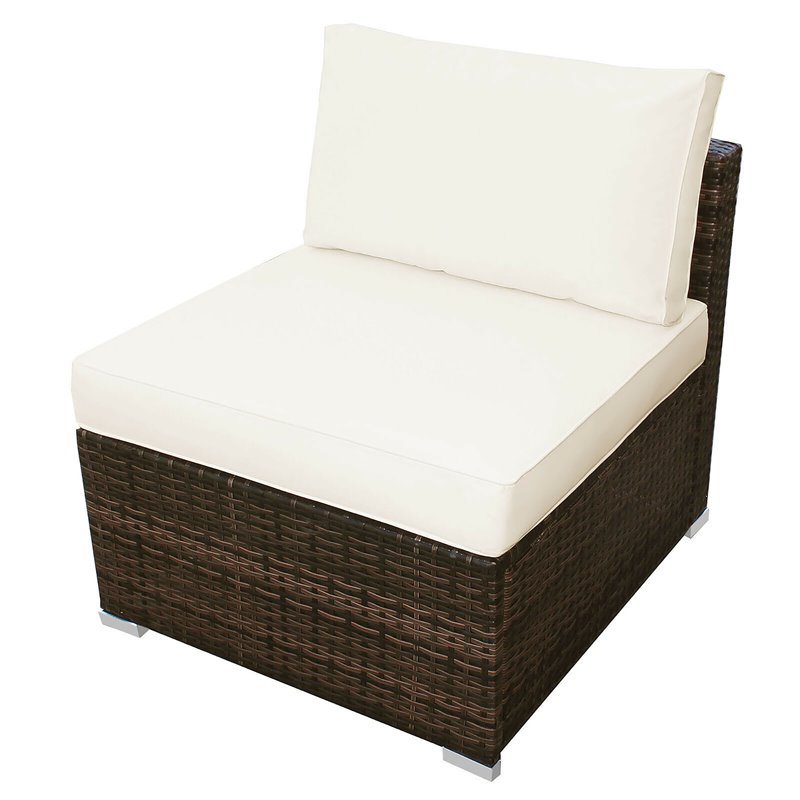 Pemberly Row 5-piece Contemporary Rattan and Steel Patio Sofa Set in White
