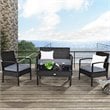 Pemberly Row 4-piece Contemporary Rattan and Steel Patio Furniture Set in Black