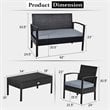 Pemberly Row 4-piece Contemporary Rattan and Steel Patio Furniture Set in Black
