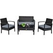 Pemberly Row 4-piece Contemporary Rattan and Steel Patio Furniture Set in Black