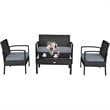 Pemberly Row 4-piece Contemporary Rattan and Steel Patio Furniture Set in Black