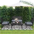 Pemberly Row 4-piece Contemporary Rattan and Steel Patio Furniture Set in Black