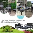 Pemberly Row 4-piece Contemporary Rattan and Steel Patio Furniture Set in Black